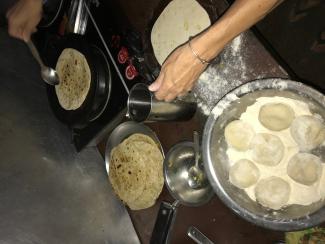 Making roti at Panauti Homestay