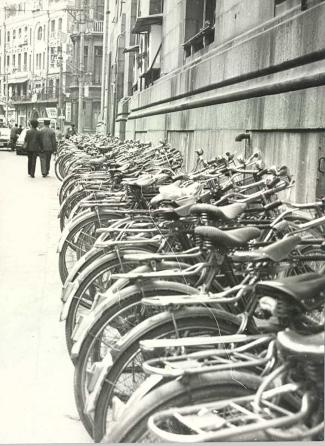 Bicycle parking lot in Shanghai in 1991
